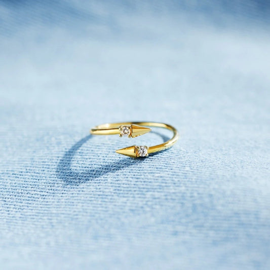 925 Sterling Silver Inlaid Zircon Bypass Ring - AMVIM