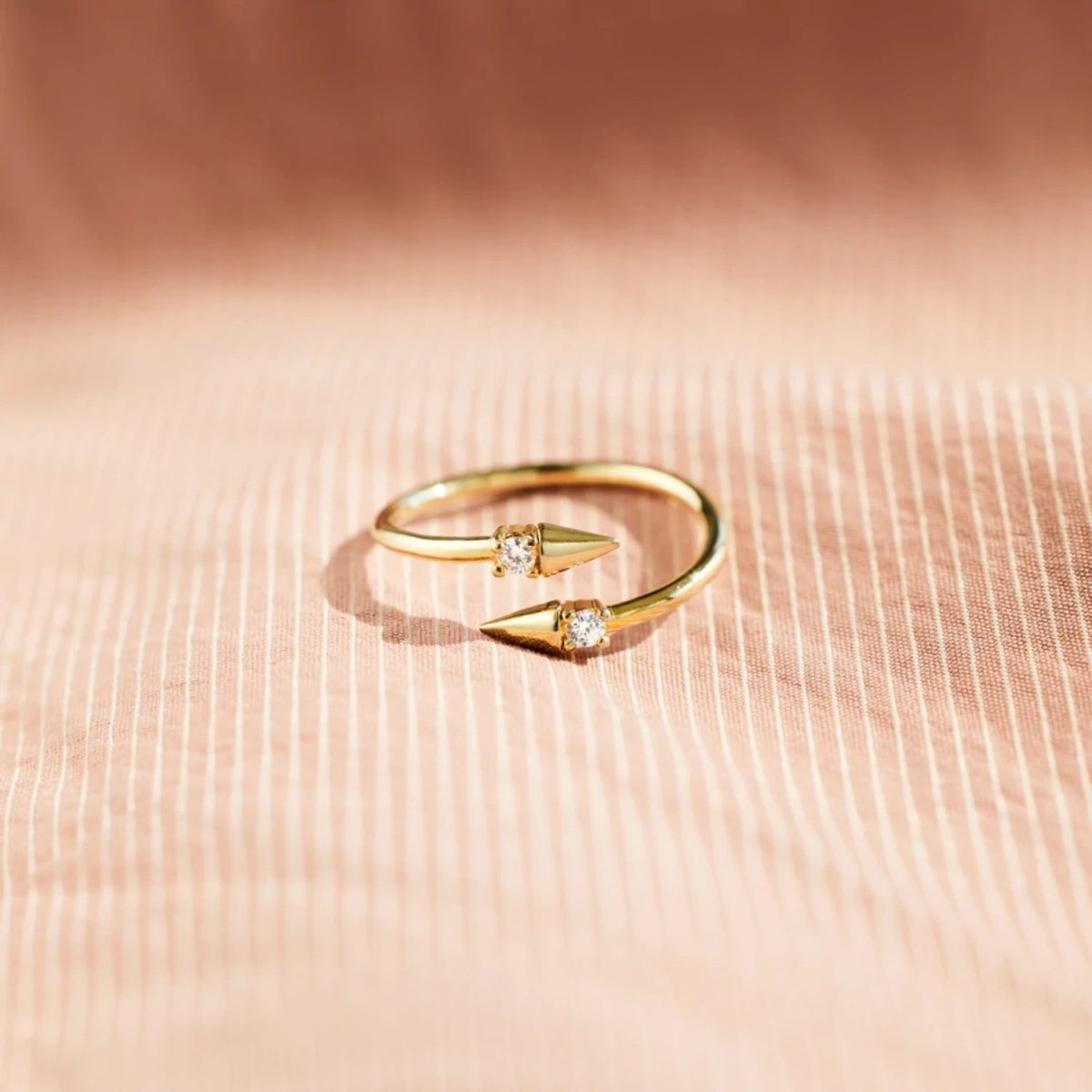 925 Sterling Silver Inlaid Zircon Bypass Ring - AMVIM
