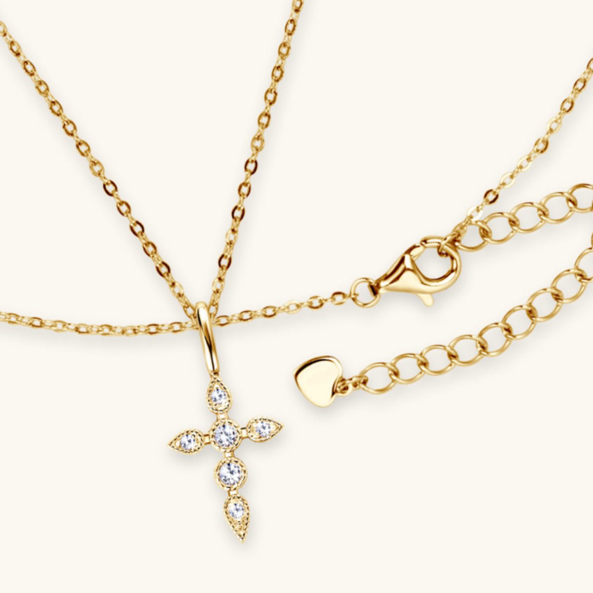 925 Sterling Silver Moissanite Cross Pendant Necklace - AMVIM