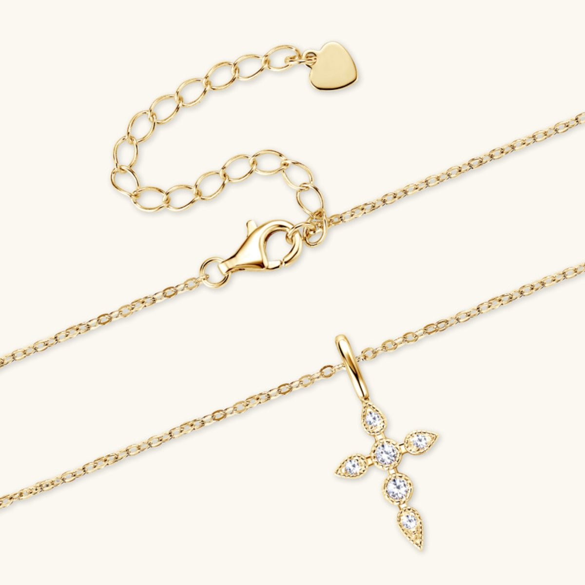 925 Sterling Silver Moissanite Cross Pendant Necklace - AMVIM