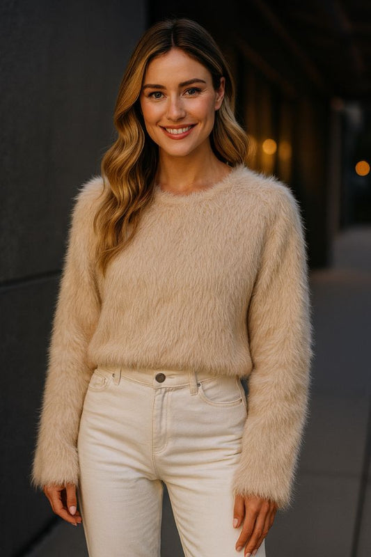 Women's Faux Fur Quarter-Zip Pullover Coat