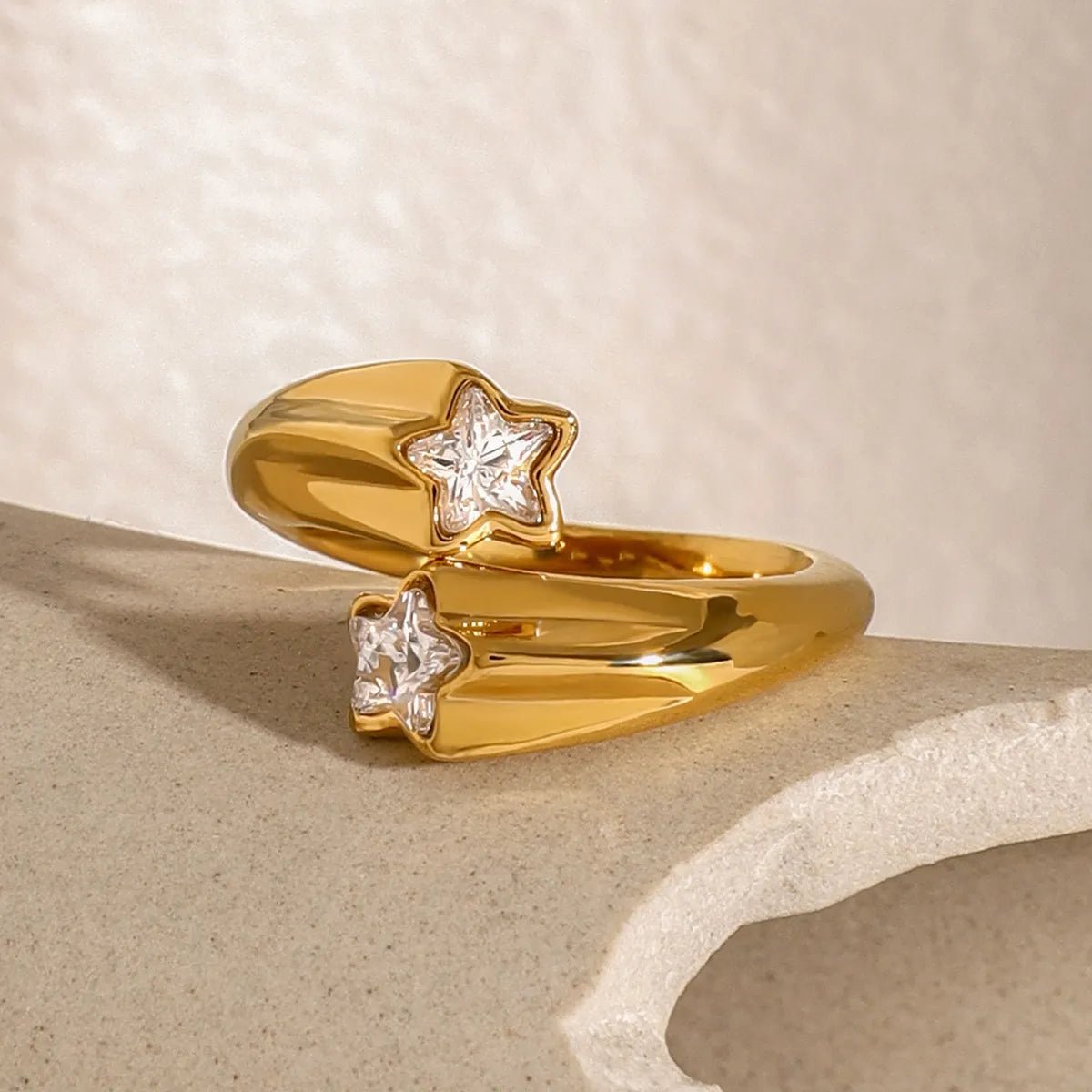 Adjustable Stainless Steel Ring with Zircon Accents - AMVIM
