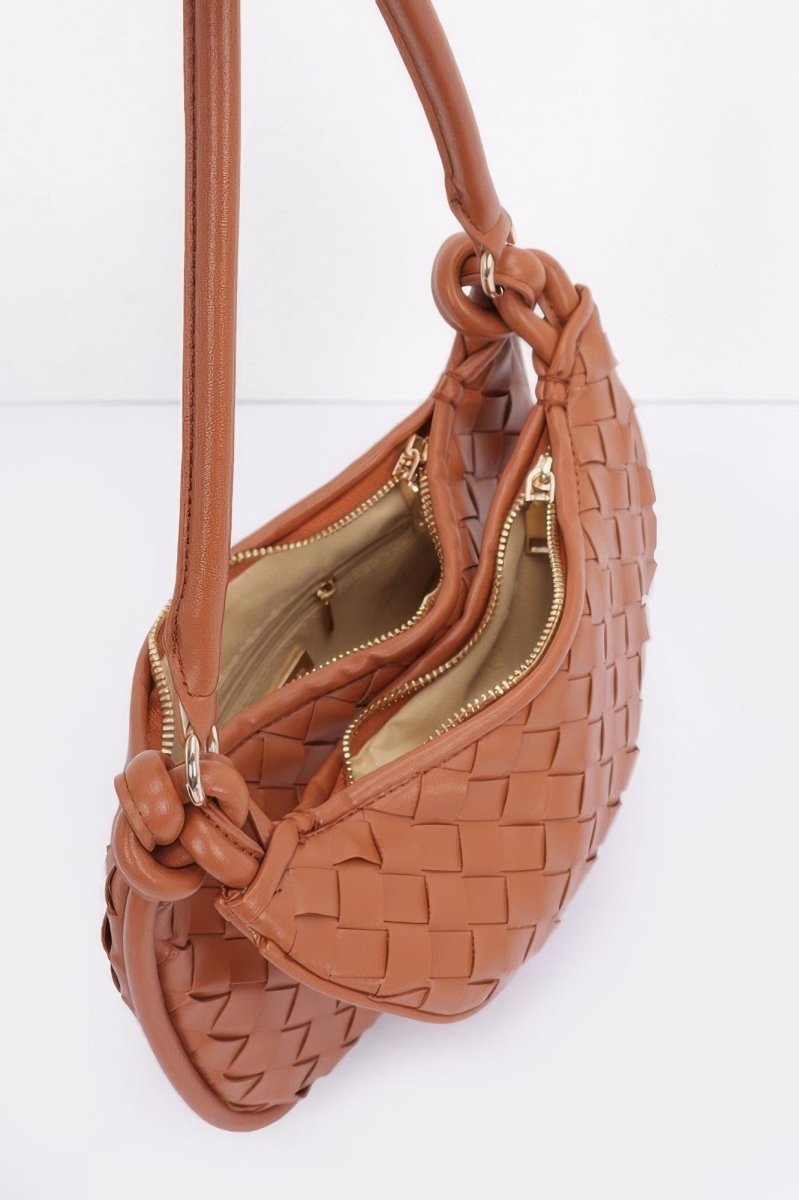 Bag Faux Leather Braided Hobo Shoulder Bag - AMVIM