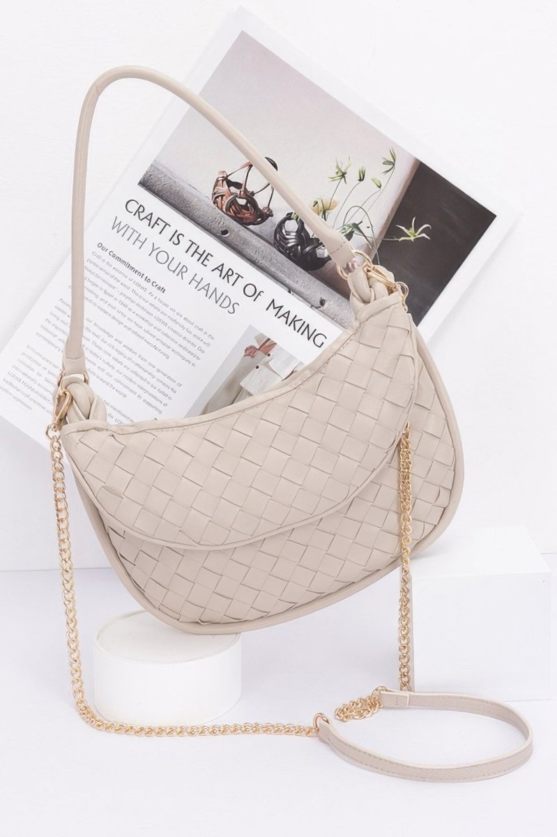 Bag Faux Leather Braided Hobo Shoulder Bag - AMVIM