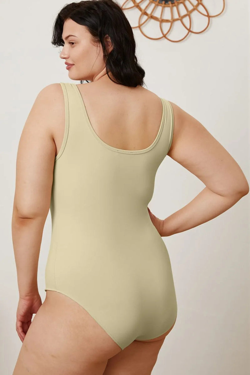 Basic Sleeveless Square Neck Full Bodysuit - AMVIM