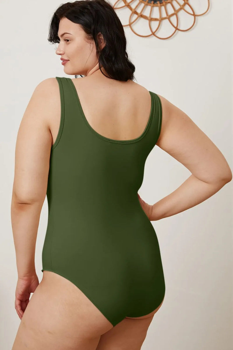 Basic Sleeveless Square Neck Full Bodysuit - AMVIM