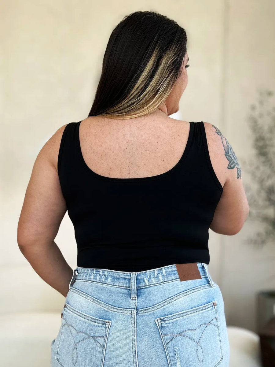 Basic Sleeveless Square Neck Full Bodysuit - AMVIM