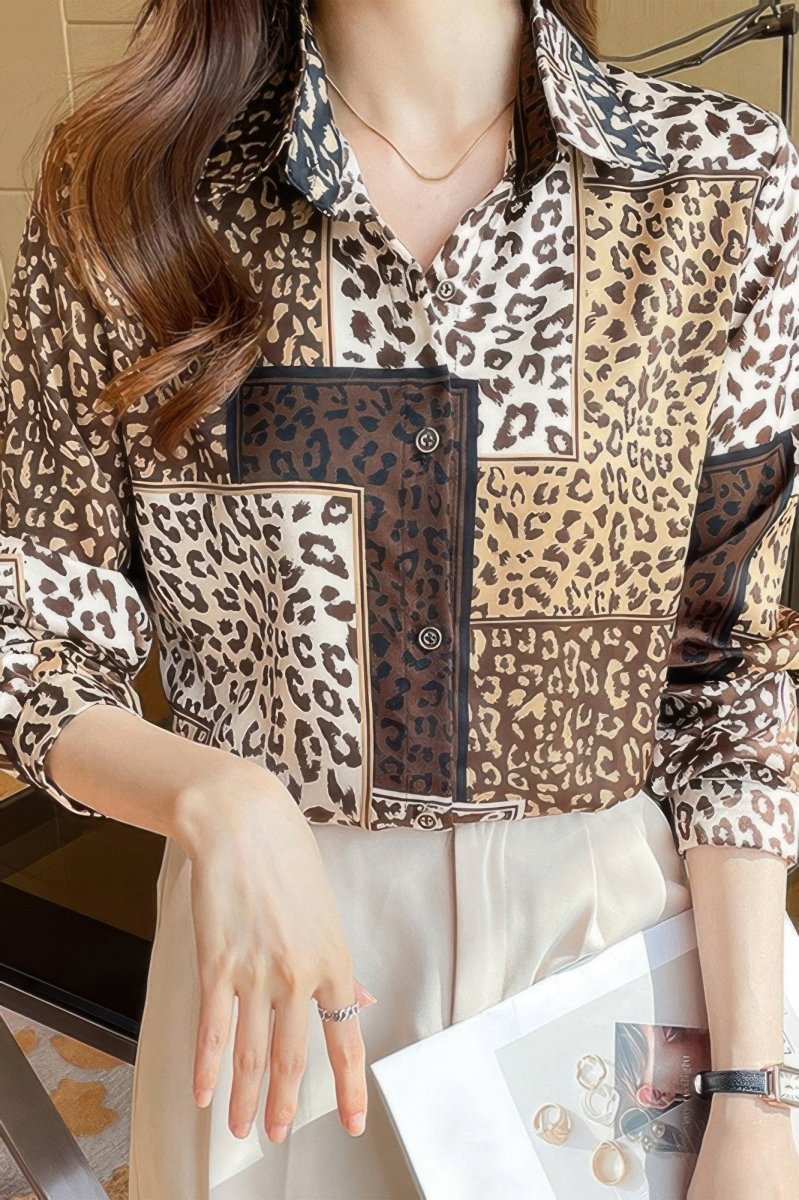 Blouse loose fit chain print drop shoulder summer top - AMVIM