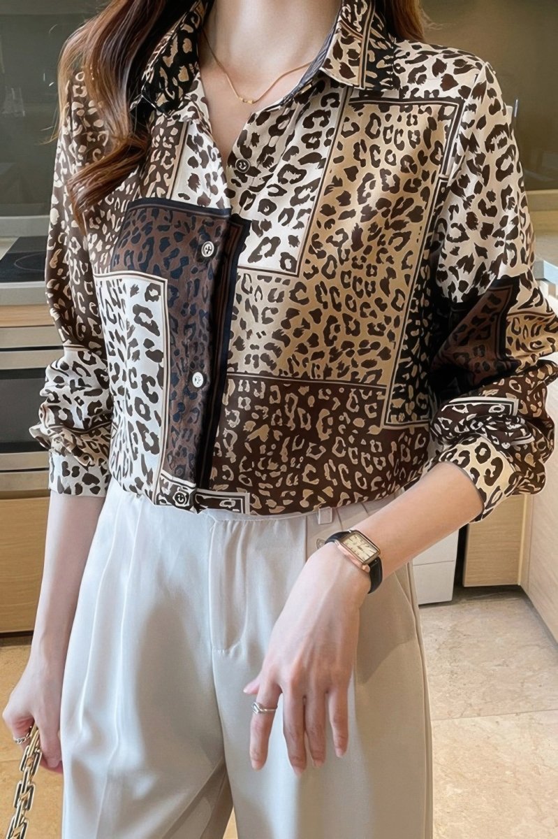 Blouse loose fit chain print drop shoulder summer top - AMVIM