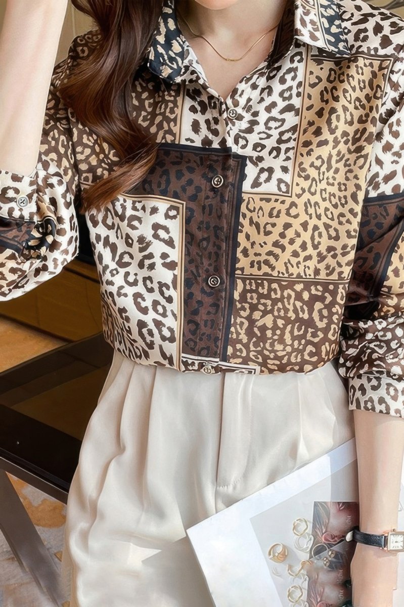 Blouse loose fit chain print drop shoulder summer top - AMVIM