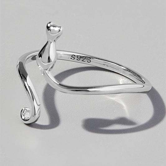 Cat Shape 925 Sterling Silver Ring - AMVIM