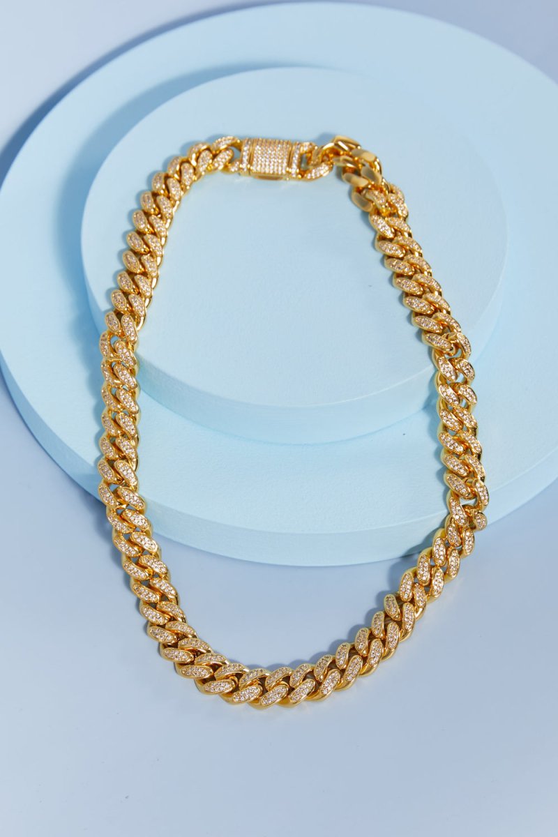 Cubic Zirconia Curb Chain Necklace for Layered Styling - AMVIM