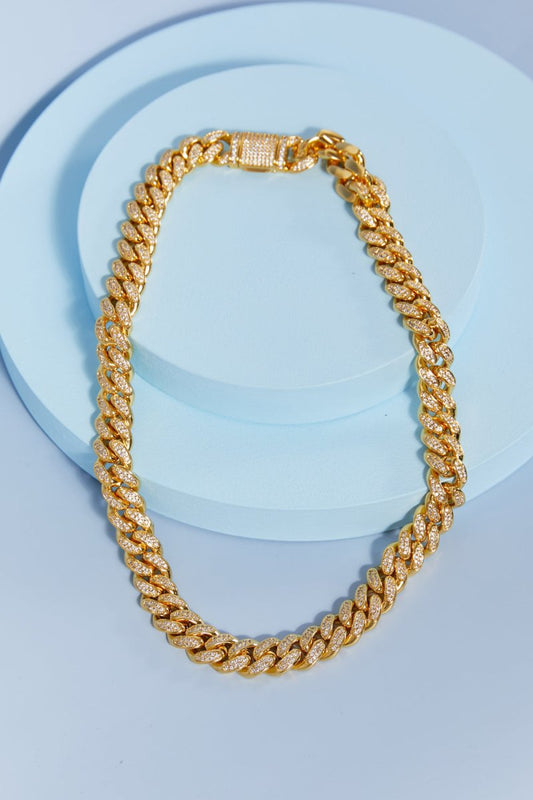 Cubic Zirconia Curb Chain Necklace for Layered Styling - AMVIM