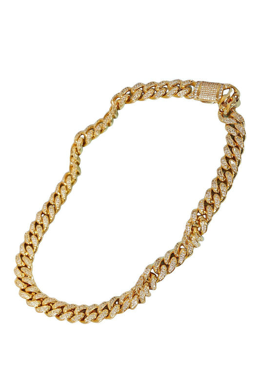 Cubic Zirconia Curb Chain Necklace for Layered Styling - AMVIM
