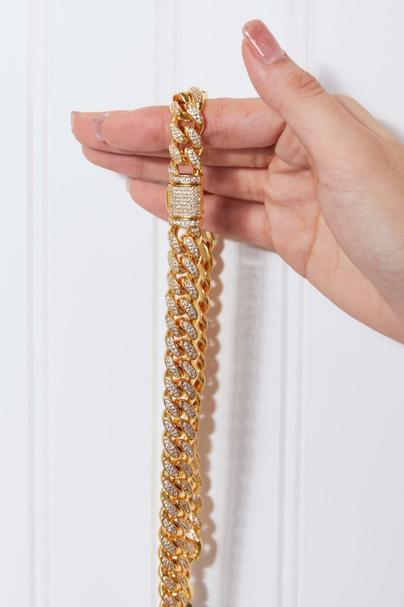 Cubic Zirconia Curb Chain Necklace for Layered Styling - AMVIM
