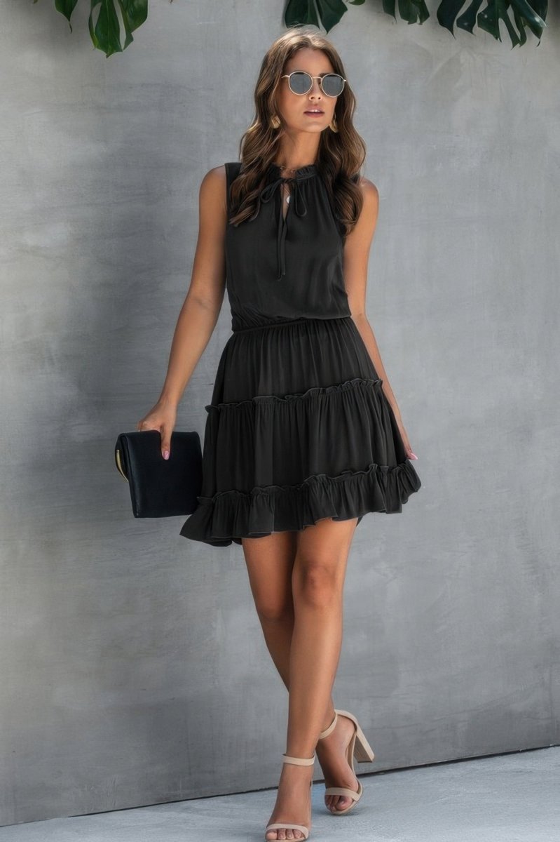 Dress chiffon sleeveless ruffle mini for summer - AMVIM