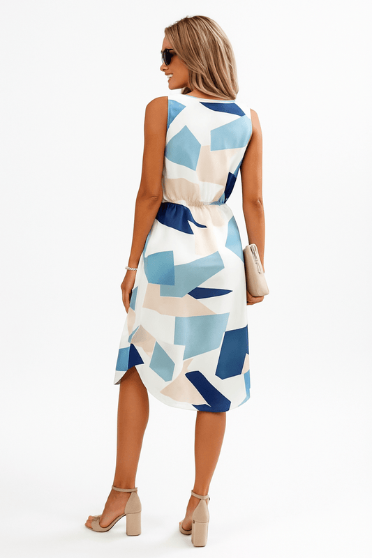 Dress sleeveless floral v neck midi for summer events - AMVIM