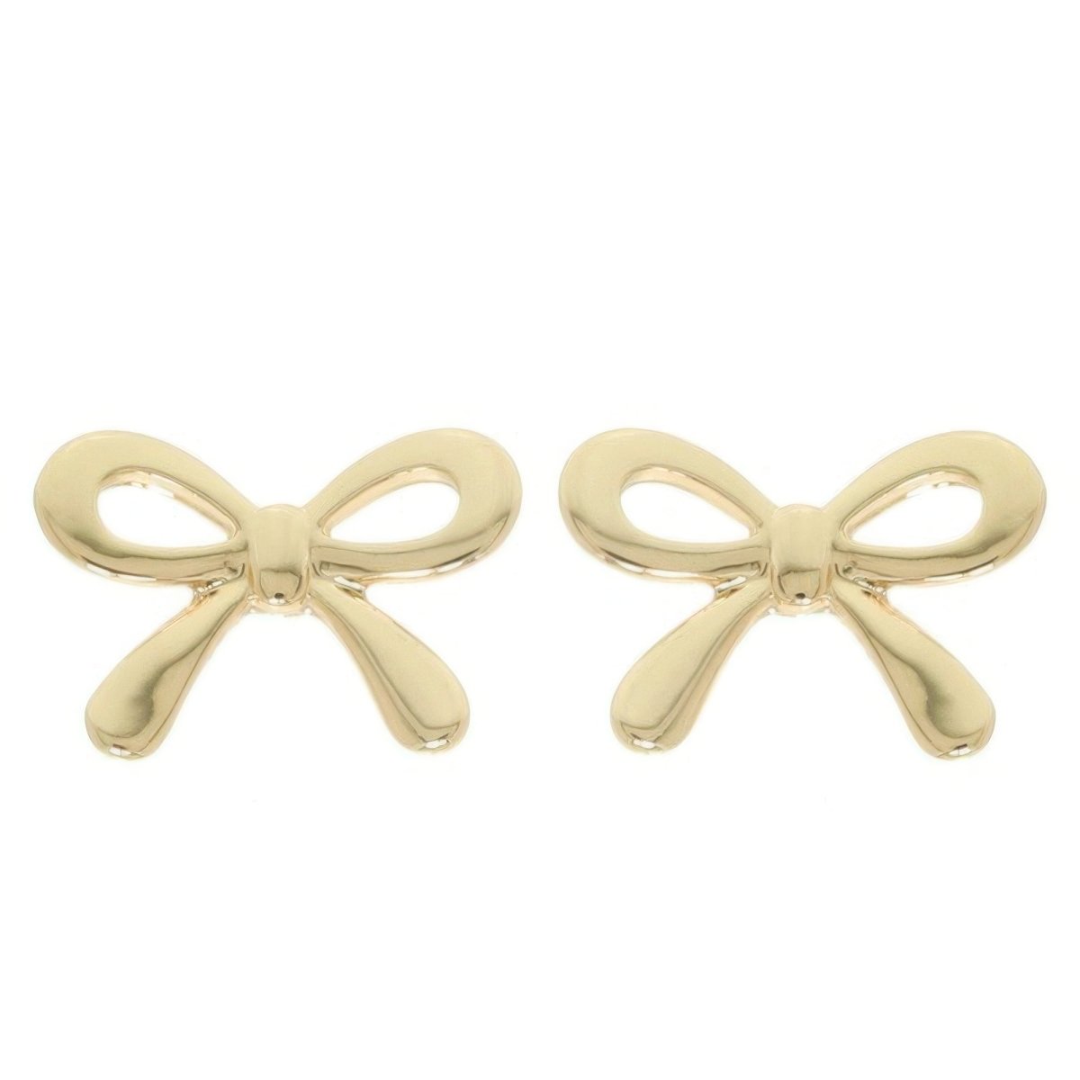 Earrings gold bow polished short tail post back lightweight - AMVIM
