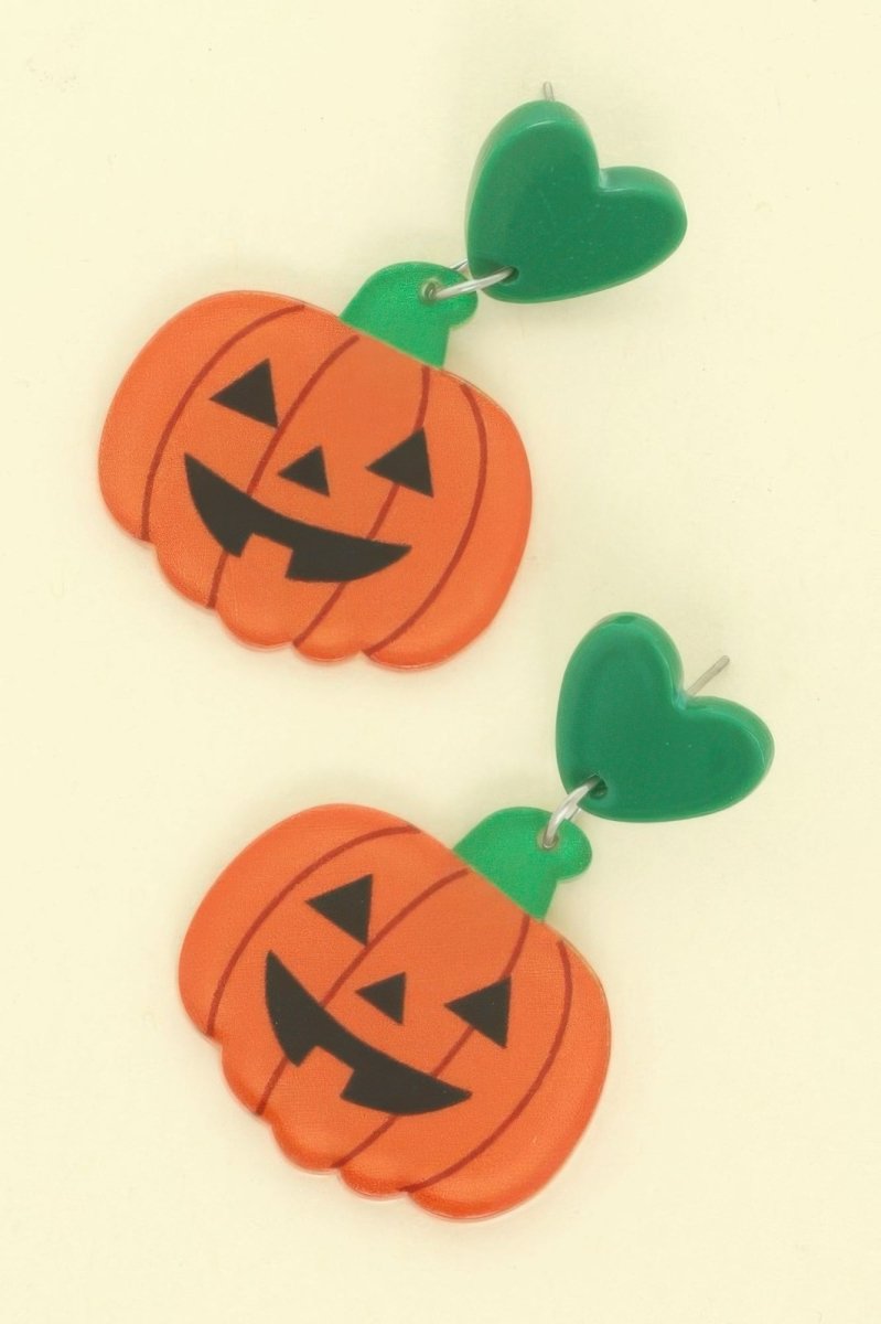 Earrings Halloween Acrylic Pumpkin Stud Lightweight - AMVIM