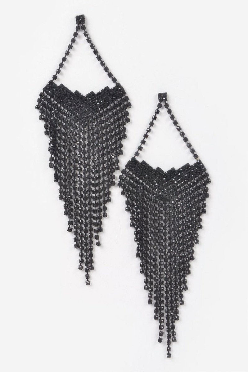 Earrings long rhinestone fringe formal vintage - inspired style - AMVIM