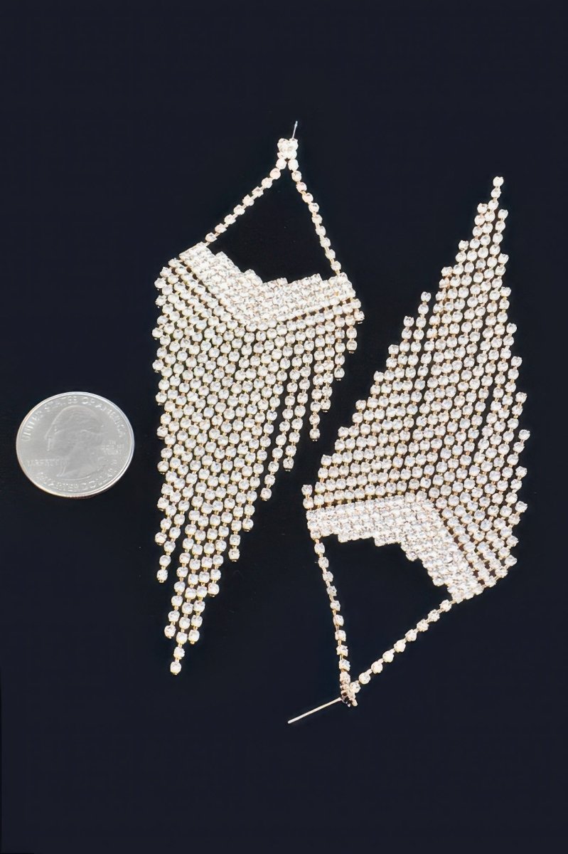 Earrings long rhinestone fringe formal vintage - inspired style - AMVIM