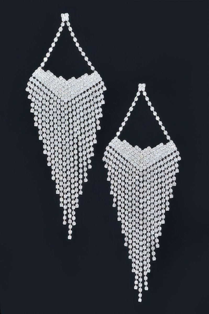 Earrings long rhinestone fringe formal vintage - inspired style - AMVIM