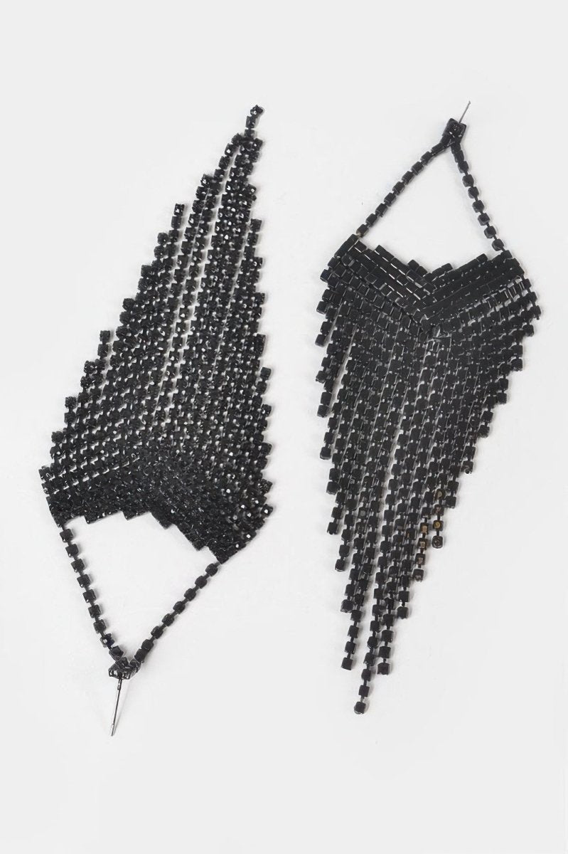 Earrings long rhinestone fringe formal vintage - inspired style - AMVIM
