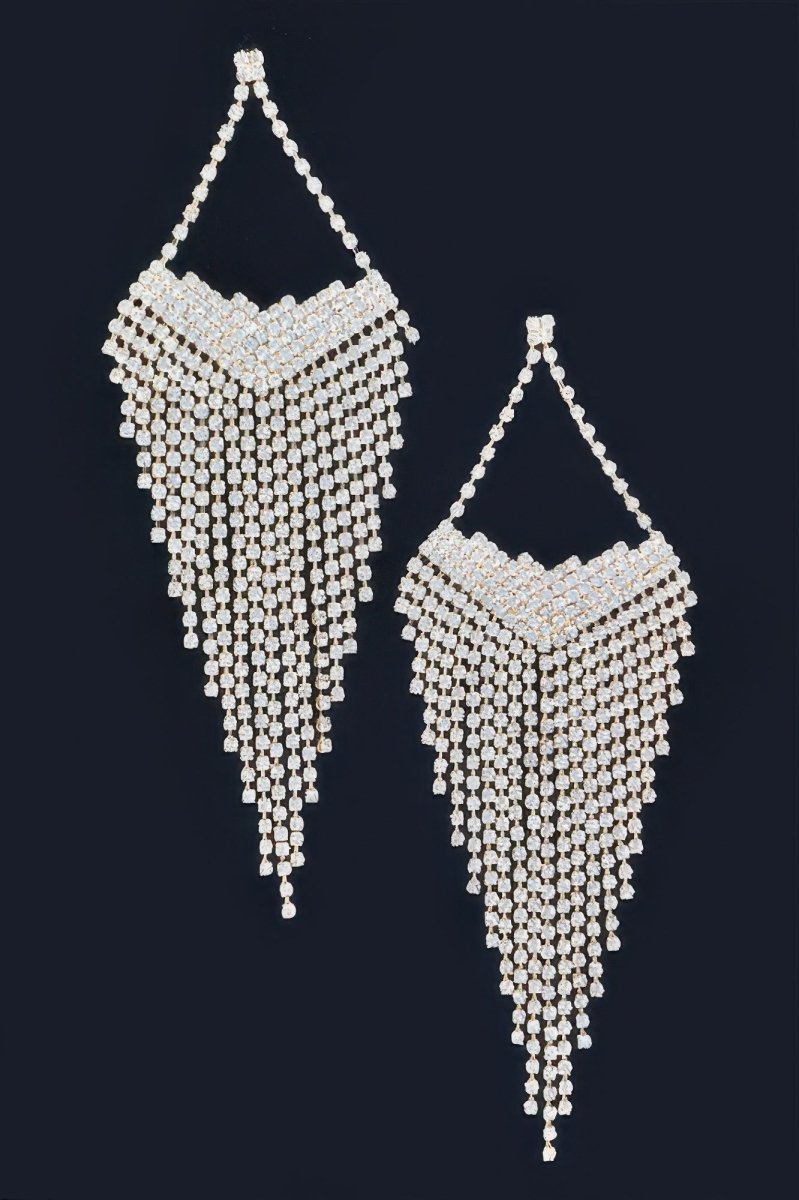 Earrings long rhinestone fringe formal vintage - inspired style - AMVIM