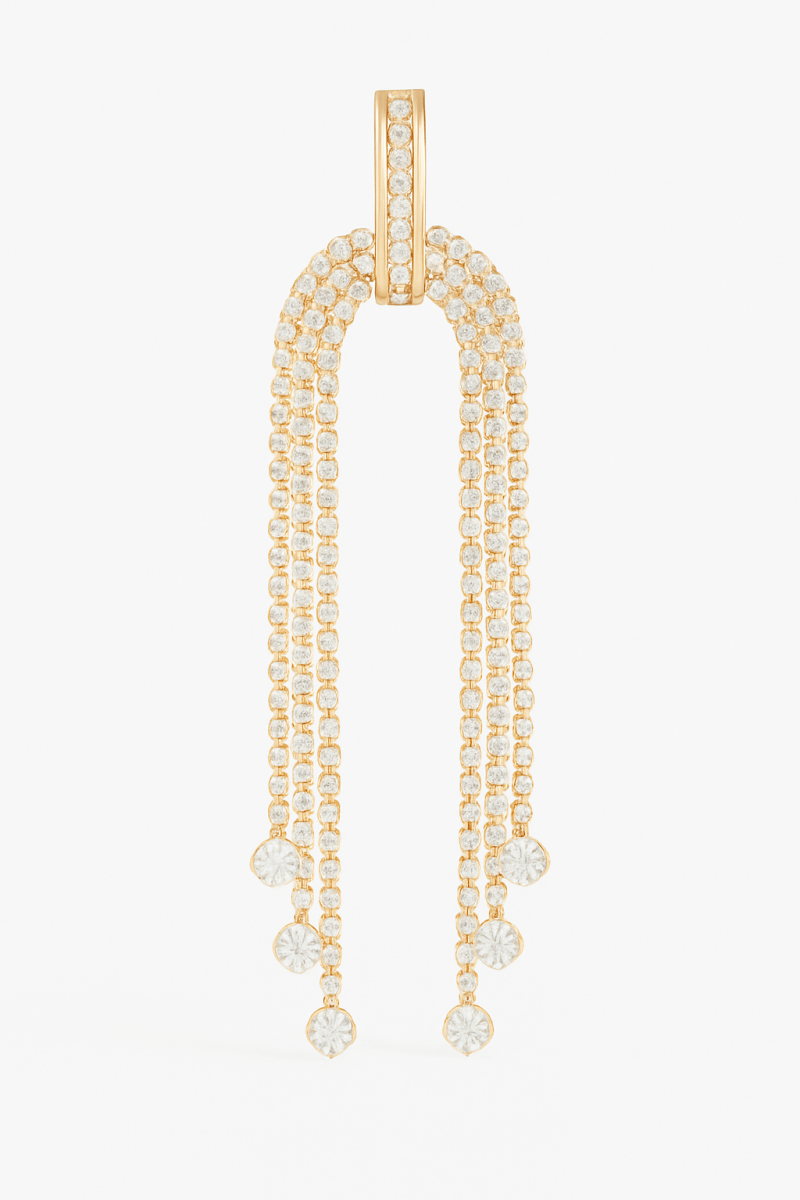 Earrings long rhinestone fringe polished for evening events - AMVIM