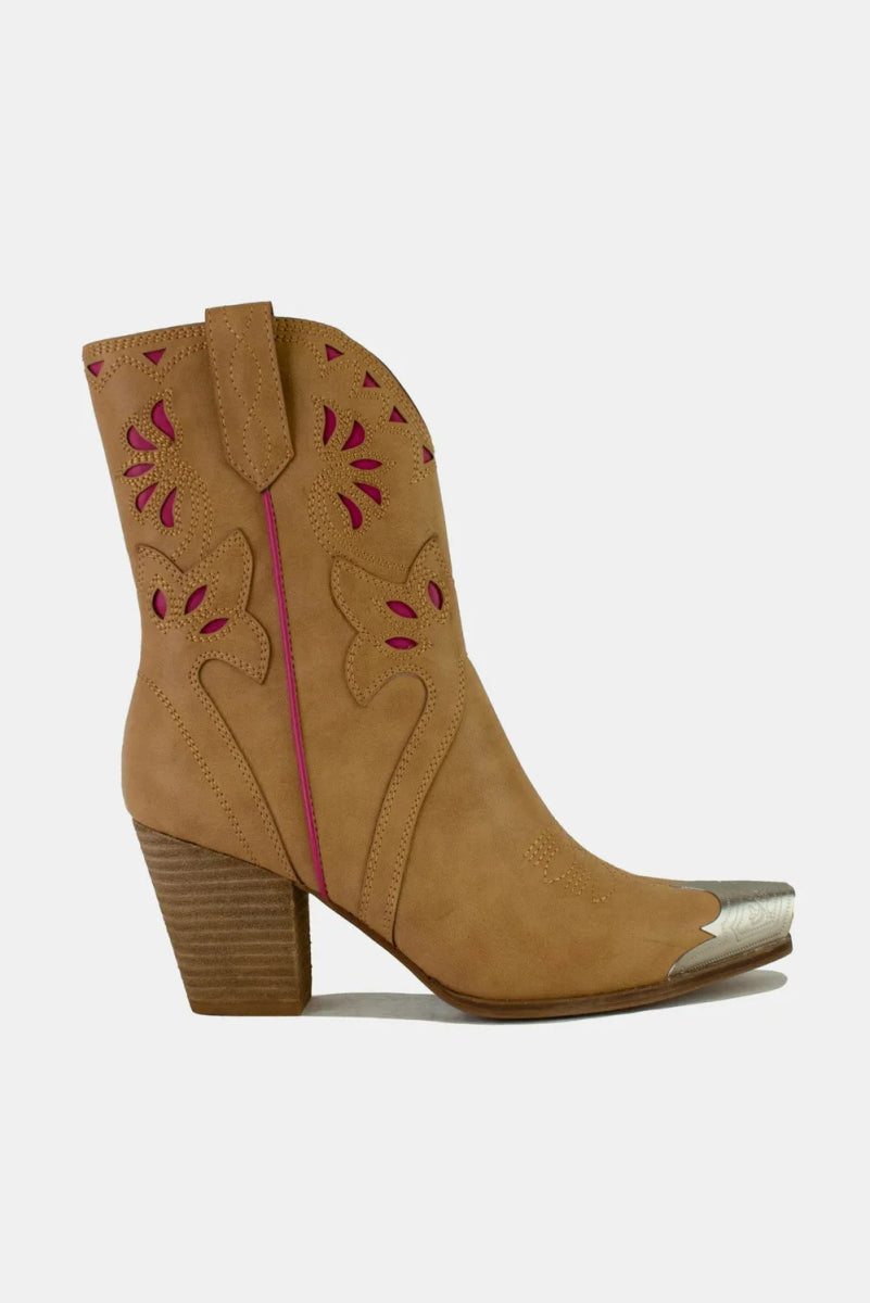 Embroidered Cut - Out Western High Heel Boots – 3” Heel - AMVIM