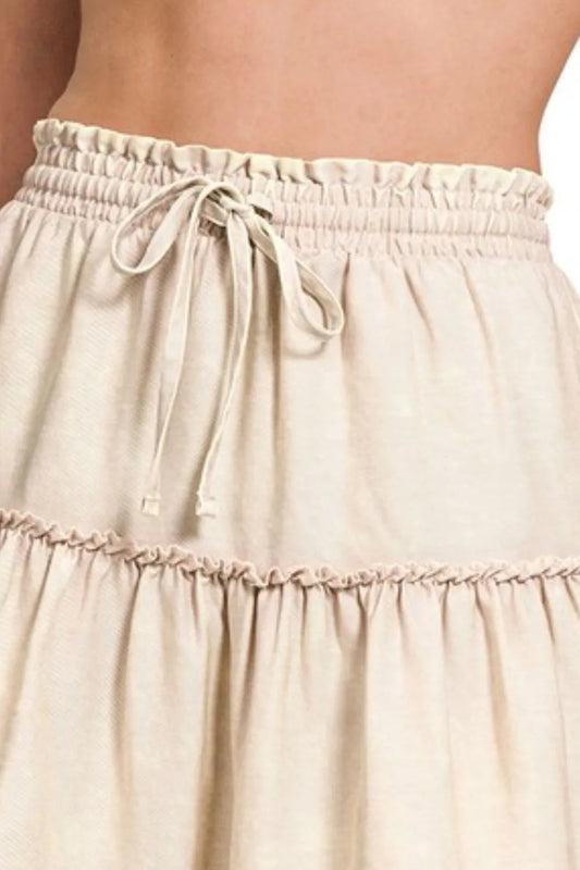 Flare midi skirt with adjustable drawstring waist - AMVIM