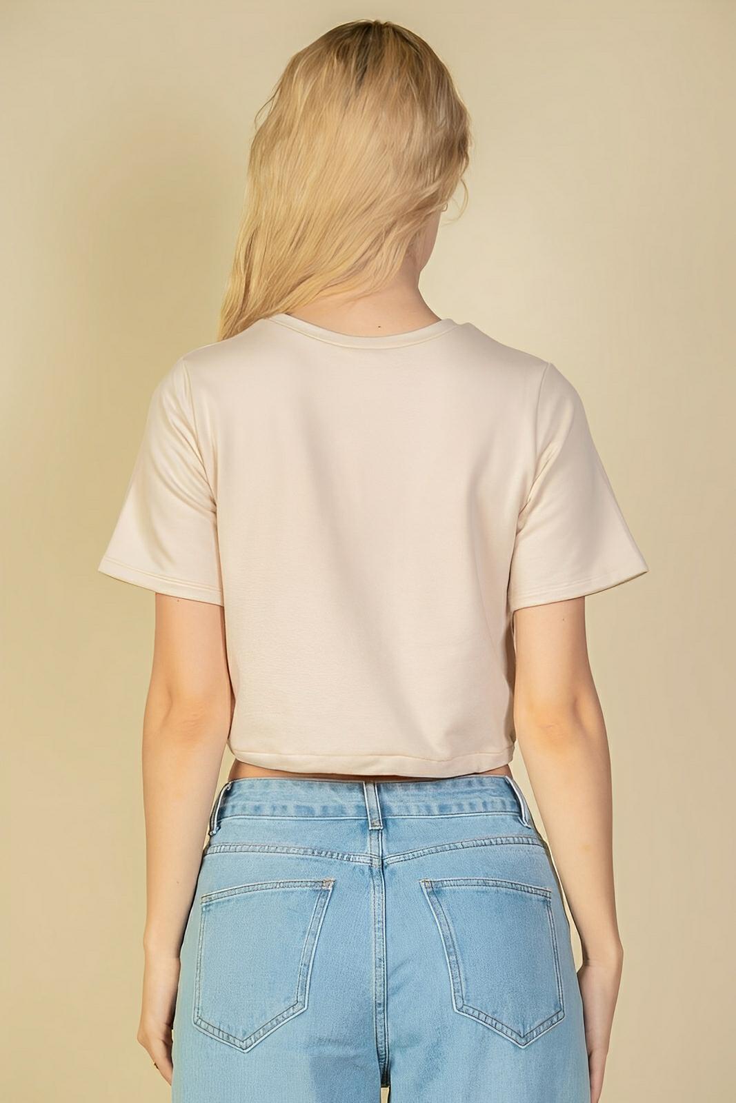 French Terry Toggle Drawstring Crop Top - AMVIM