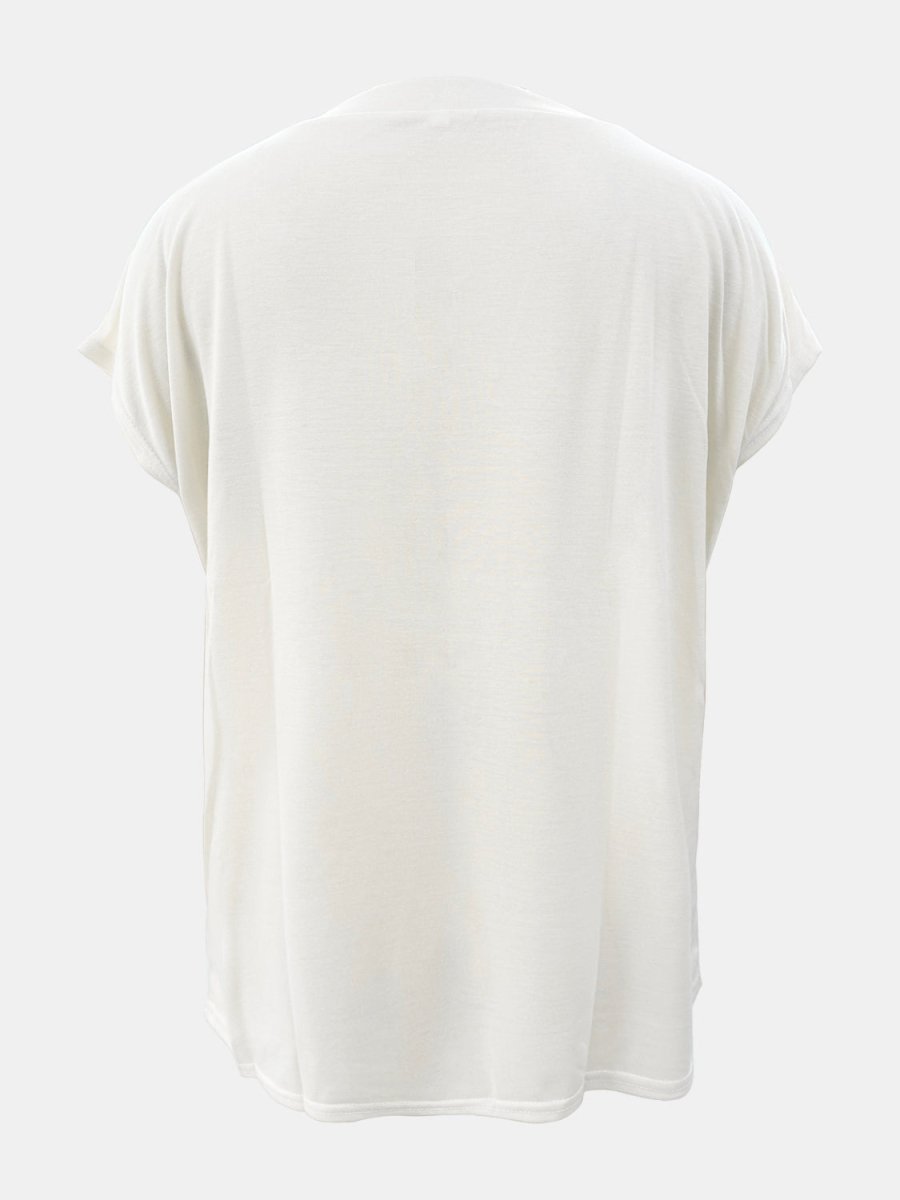 Full Size Round Neck Cap Sleeve T - Shirt - AMVIM