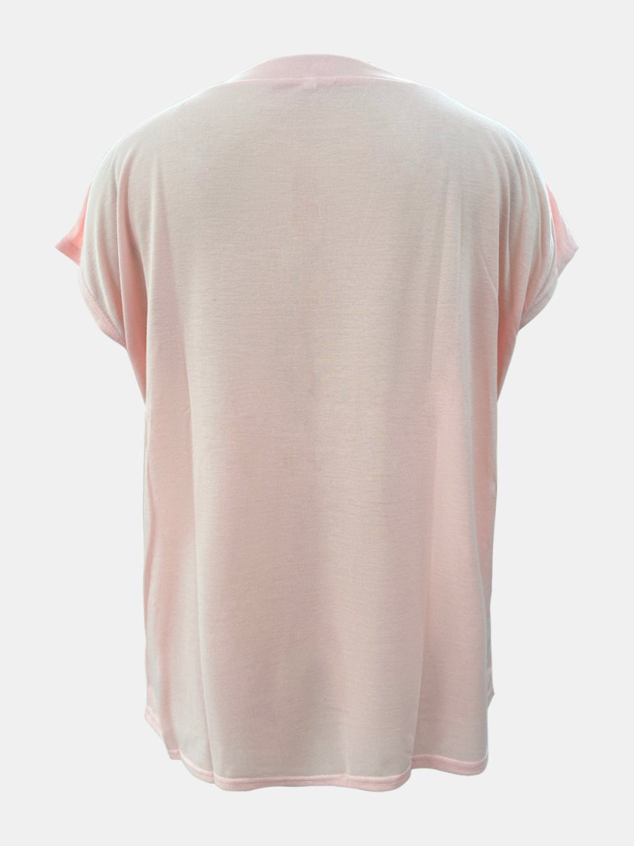 Full Size Round Neck Cap Sleeve T - Shirt - AMVIM