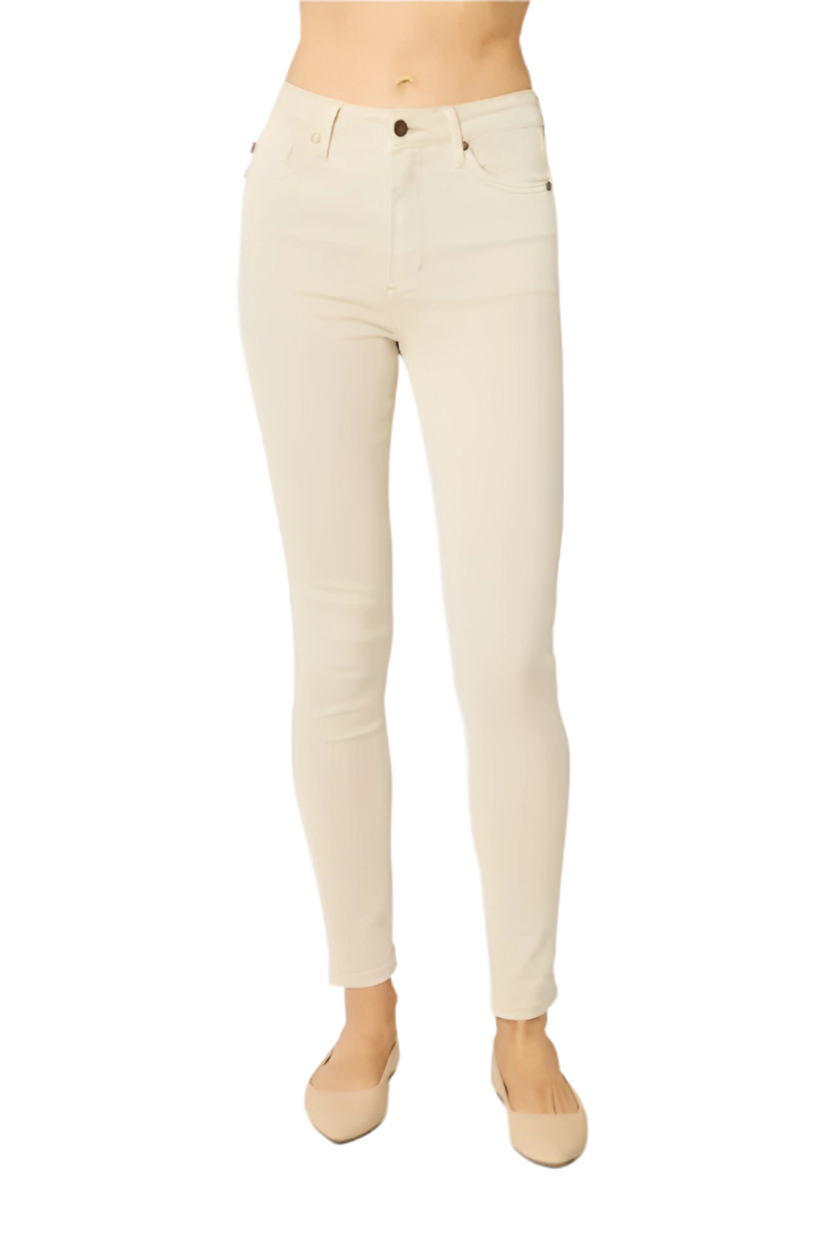 Garment Dyed High Rise Tummy Control Skinny Work Jeans - AMVIM