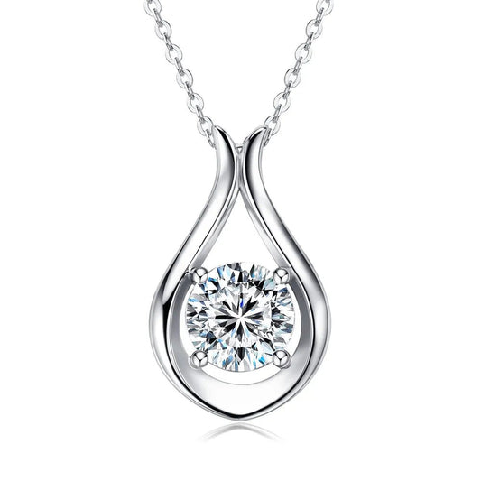Gold - Plated Moissanite Pendant Necklace, 2 Carat - AMVIM