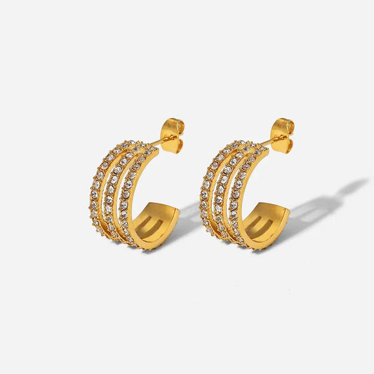 Gold - plated stainless steel spiral drop earrings - AMVIM