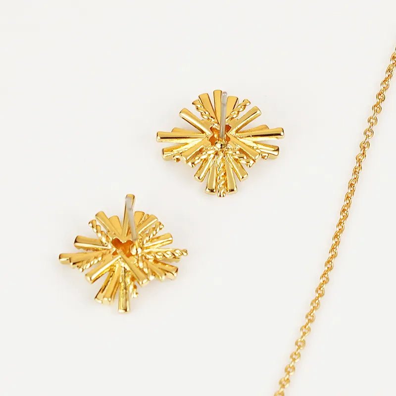 Gold - Plated Zircon Jewelry Set Necklace and Earrings - AMVIM