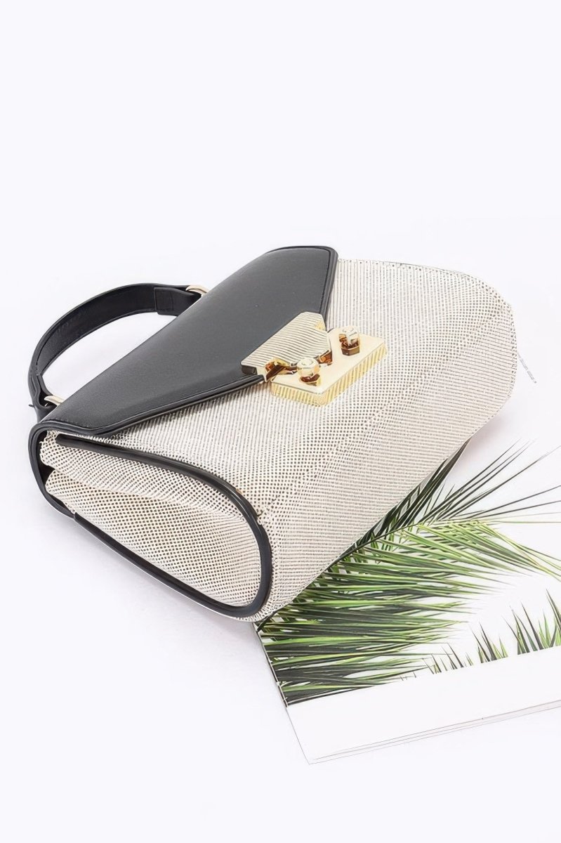 Handbag structured top handle canvas bag with chain strap - AMVIM