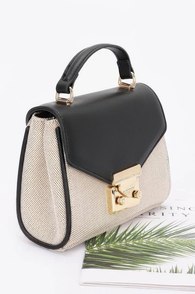 Handbag structured top handle canvas bag with chain strap - AMVIM