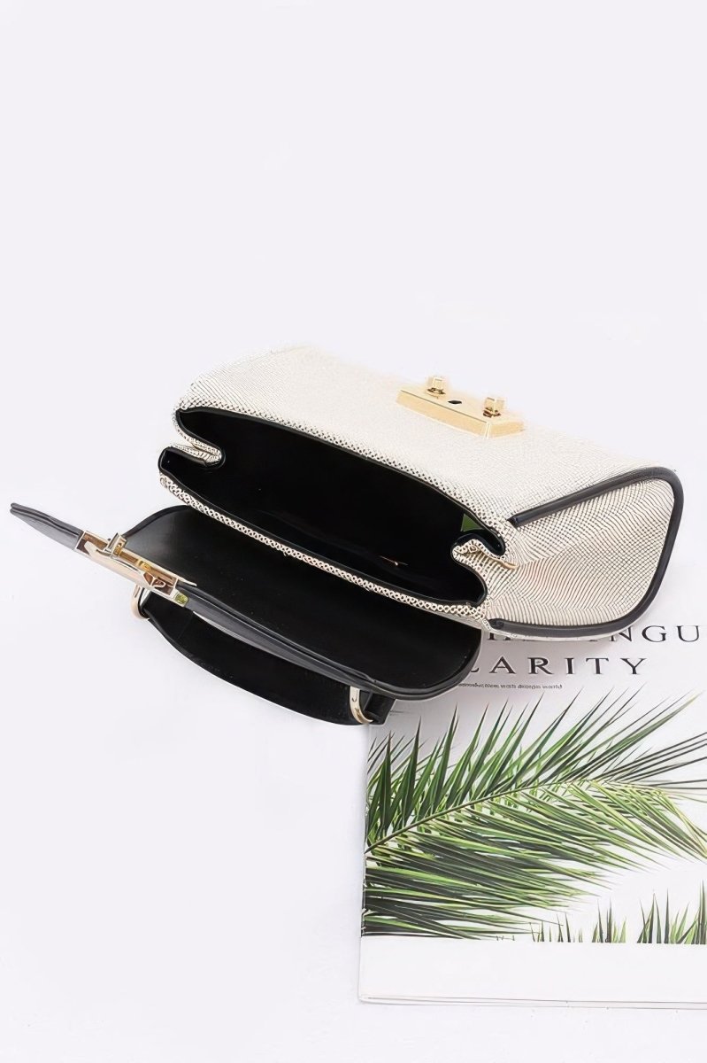 Handbag structured top handle canvas bag with chain strap - AMVIM