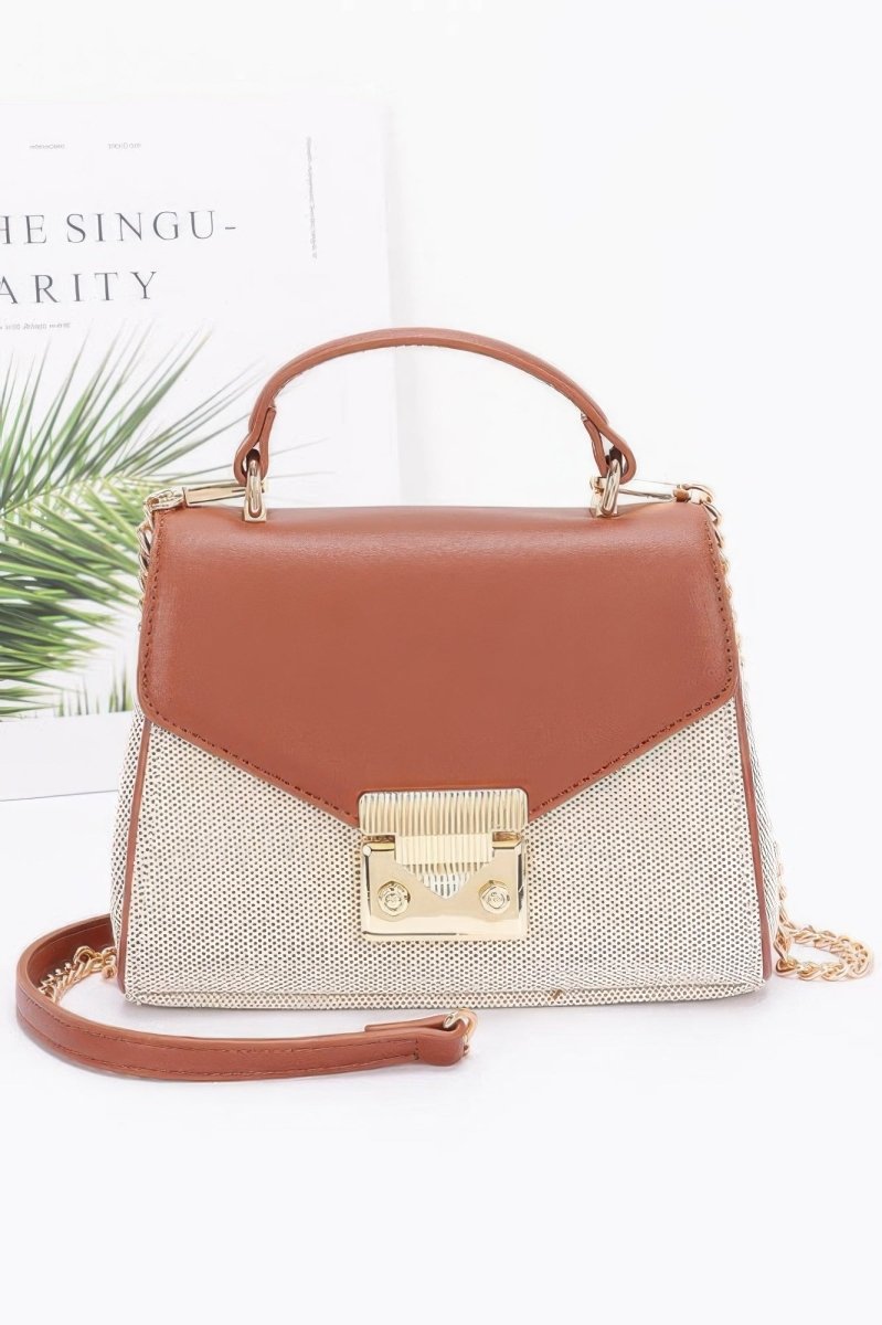 Handbag structured top handle canvas bag with chain strap - AMVIM