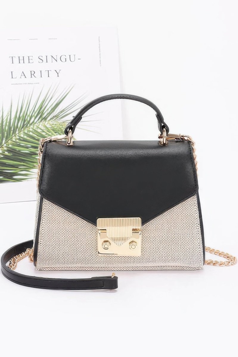 Handbag structured top handle canvas bag with chain strap - AMVIM