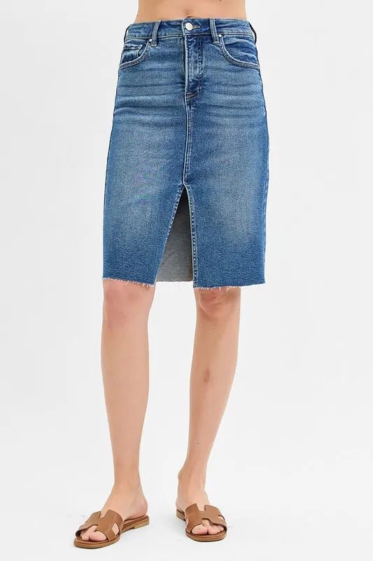High Rise Front Slit Pencil Skirt – Elegant Modern Fit - AMVIM