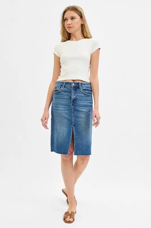 High Rise Front Slit Pencil Skirt – Elegant Modern Fit - AMVIM
