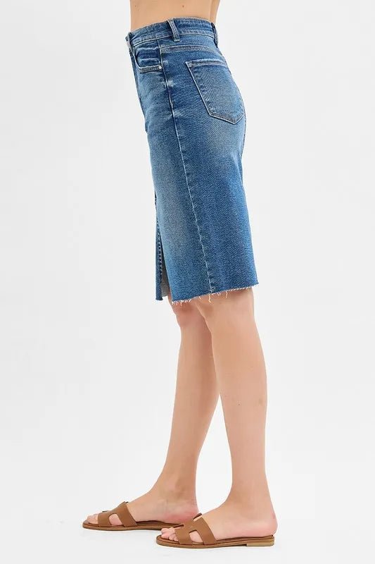 High Rise Front Slit Pencil Skirt – Elegant Modern Fit - AMVIM
