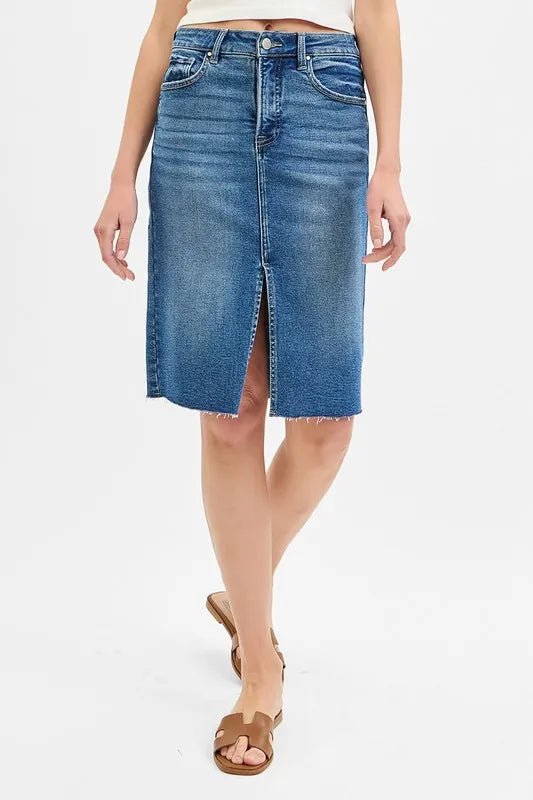 High Rise Front Slit Pencil Skirt – Elegant Modern Fit - AMVIM