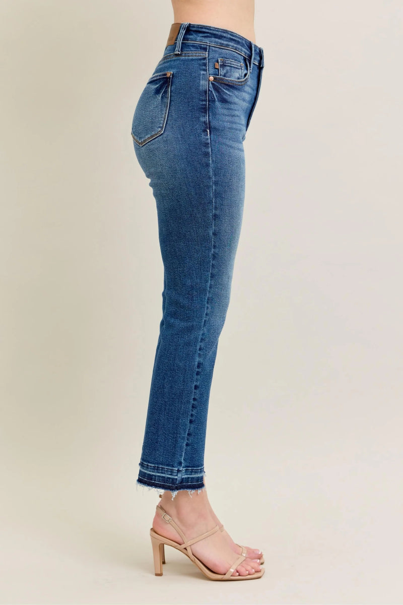 High - Rise Kick Flare Jeans With Raw Hem – Vintage Fit - AMVIM
