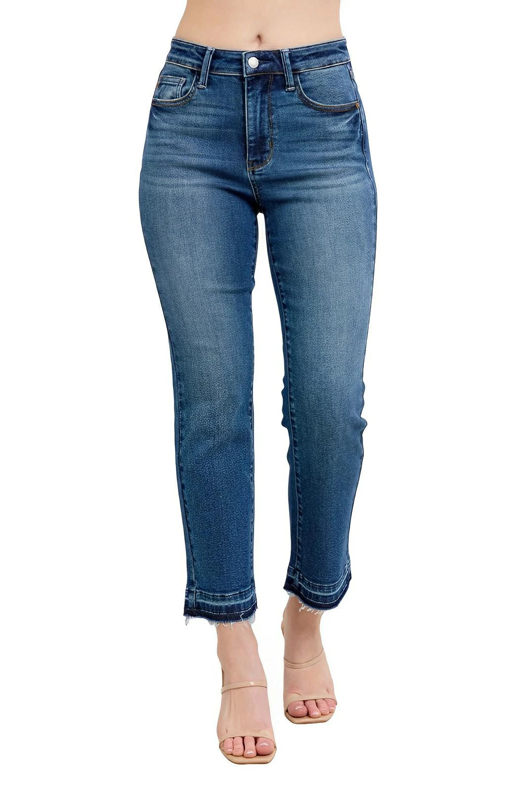 High - Rise Kick Flare Jeans With Raw Hem – Vintage Fit - AMVIM