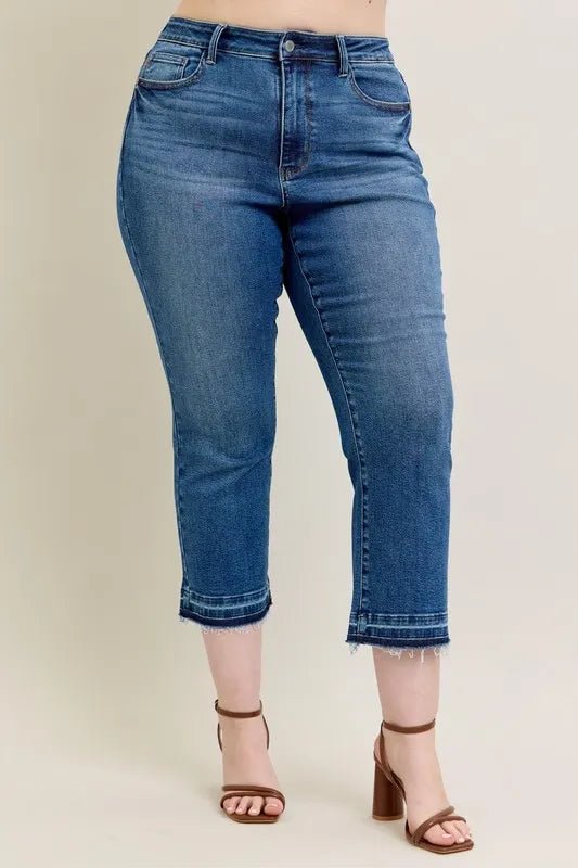 High - Rise Kick Flare Jeans With Raw Hem – Vintage Fit - AMVIM